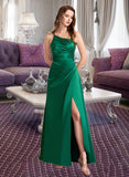 Nora A-Line One-Shoulder Floor-Length Bridesmaid Dress With Split Front STIP0012951