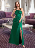 Nora A-Line One-Shoulder Floor-Length Bridesmaid Dress With Split Front STIP0012951