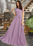 Yasmin A-Line Scoop Neck Floor-Length Bridesmaid Dress STIP0012952