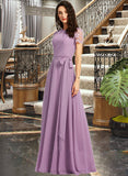 Yasmin A-Line Scoop Neck Floor-Length Bridesmaid Dress STIP0012952