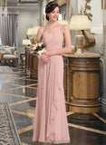 India A-line Sweetheart Floor-Length Chiffon Bridesmaid Dress With Cascading Ruffles STIP0012957