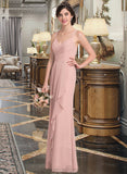 India A-line Sweetheart Floor-Length Chiffon Bridesmaid Dress With Cascading Ruffles STIP0012957