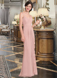 India A-line Sweetheart Floor-Length Chiffon Bridesmaid Dress With Cascading Ruffles STIP0012957