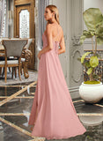 Adrianna A-Line V-neck Floor-Length Bridesmaid Dress With Split Front STIP0012959