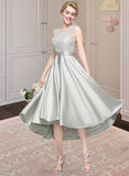 Lydia A-Line Scoop Neck Asymmetrical Satin Bridesmaid Dress STIP0012965