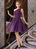 Nola Chiffon One-shoulder Knee-length Bridesmaid Dress STIP0012967