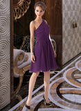 Nola Chiffon One-shoulder Knee-length Bridesmaid Dress STIP0012967