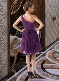 Nola Chiffon One-shoulder Knee-length Bridesmaid Dress STIP0012967