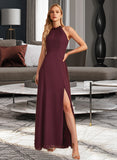 Robin A-Line High Neck Floor-Length Bridesmaid Dress With Split Front STIP0012968