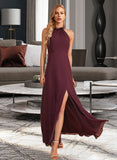 Robin A-Line High Neck Floor-Length Bridesmaid Dress With Split Front STIP0012968