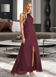 Robin A-Line High Neck Floor-Length Bridesmaid Dress With Split Front STIP0012968