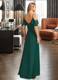 Aubrie A-Line V-neck Floor-Length Bridesmaid Dress With Ruffle STIP0012970