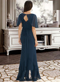 Lia A-Line V-neck Asymmetrical Bridesmaid Dress With Split Front STIP0012971