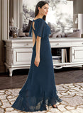 Lia A-Line V-neck Asymmetrical Bridesmaid Dress With Split Front STIP0012971