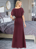 Hedda Sheath/Column Scoop Neck Floor-Length Chiffon Bridesmaid Dress With Ruffle Split Front STIP0012972