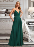 Meadow A-Line V-neck Floor-Length Bridesmaid Dress With Beading STIP0012974