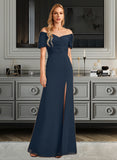 Kadence Sheath/Column V-neck Floor-Length Bridesmaid Dress With Split Front STIP0012976