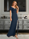 Kadence Sheath/Column V-neck Floor-Length Bridesmaid Dress With Split Front STIP0012976