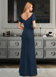 Kadence Sheath/Column V-neck Floor-Length Bridesmaid Dress With Split Front STIP0012976