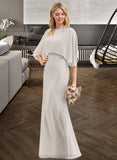 Chelsea Sheath/Column Square Neckline Floor-Length Chiffon Bridesmaid Dress STIP0012979