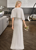 Chelsea Sheath/Column Square Neckline Floor-Length Chiffon Bridesmaid Dress STIP0012979