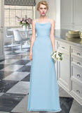 Rihanna A-Line Cowl Neck Floor-Length Chiffon Bridesmaid Dress With Ruffle STIP0012981