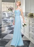 Rihanna A-Line Cowl Neck Floor-Length Chiffon Bridesmaid Dress With Ruffle STIP0012981