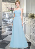 Rihanna A-Line Cowl Neck Floor-Length Chiffon Bridesmaid Dress With Ruffle STIP0012981