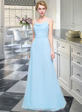 Rihanna A-Line Cowl Neck Floor-Length Chiffon Bridesmaid Dress With Ruffle STIP0012981