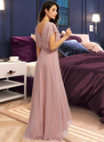 Aisha A-Line V-neck Asymmetrical Bridesmaid Dress With Split Front STIP0012983