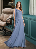 Kassandra A-Line One-Shoulder Floor-Length Bridesmaid Dress With Bow(s) STIP0012985