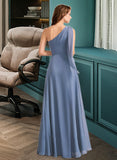 Kassandra A-Line One-Shoulder Floor-Length Bridesmaid Dress With Bow(s) STIP0012985