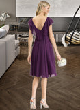 Amy A-line V-Neck Knee-Length Chiffon Bridesmaid Dress With Cascading Ruffles STIP0012987