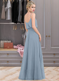 Anastasia A-Line Square Neckline Floor-Length Chiffon Bridesmaid Dress With Split Front STIP0012992