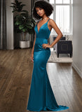 Claudia Trumpet/Mermaid V-neck Sweep Train Bridesmaid Dress STIP0012993