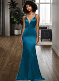 Claudia Trumpet/Mermaid V-neck Sweep Train Bridesmaid Dress STIP0012993