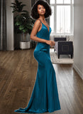 Claudia Trumpet/Mermaid V-neck Sweep Train Bridesmaid Dress STIP0012993