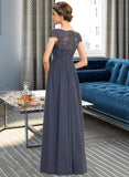 Jasmine A-Line Scoop Neck Floor-Length Chiffon Lace Bridesmaid Dress STIP0012995