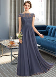 Jasmine A-Line Scoop Neck Floor-Length Chiffon Lace Bridesmaid Dress STIP0012995