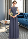 Jasmine A-Line Scoop Neck Floor-Length Chiffon Lace Bridesmaid Dress STIP0012995