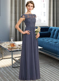 Jasmine A-Line Scoop Neck Floor-Length Chiffon Lace Bridesmaid Dress STIP0012995