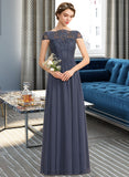 Jasmine A-Line Scoop Neck Floor-Length Chiffon Lace Bridesmaid Dress STIP0012995