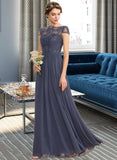 Jasmine A-Line Scoop Neck Floor-Length Chiffon Lace Bridesmaid Dress STIP0012995