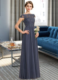 Jasmine A-Line Scoop Neck Floor-Length Chiffon Lace Bridesmaid Dress STIP0012995