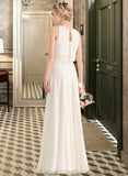 Alanna A-Line Scoop Neck Floor-Length Chiffon Bridesmaid Dress With Cascading Ruffles STIP0012999