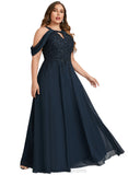 Luz A-line Cold Shoulder Scoop Floor-Length Chiffon Lace Evening Dress With Sequins STIP0020808