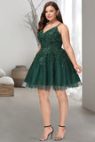 Maliyah A-line V-Neck Short/Mini Tulle Homecoming Dress STIP0020546