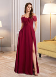 Imani A-Line V-neck Floor-Length Bridesmaid Dress STIP0013000