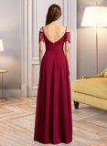 Imani A-Line V-neck Floor-Length Bridesmaid Dress STIP0013000