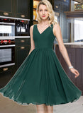 Charlee A-line V-Neck Knee-Length Chiffon Bridesmaid Dress STIP0013002